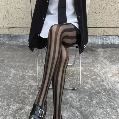 Diana | Stylish Vertical Striped Tights