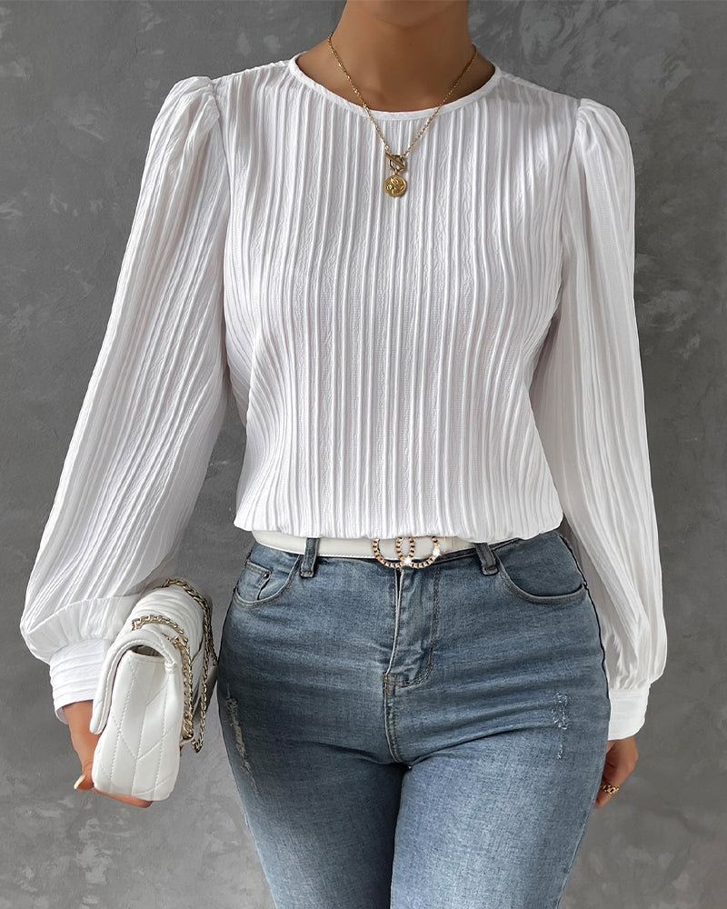 Lena | Elegant Round Neck Long Sleeve Top