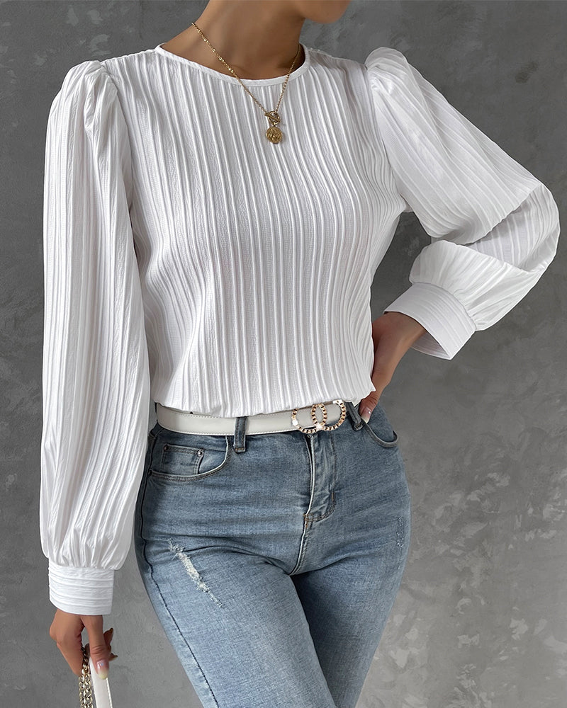 Lena | Elegant Round Neck Long Sleeve Top
