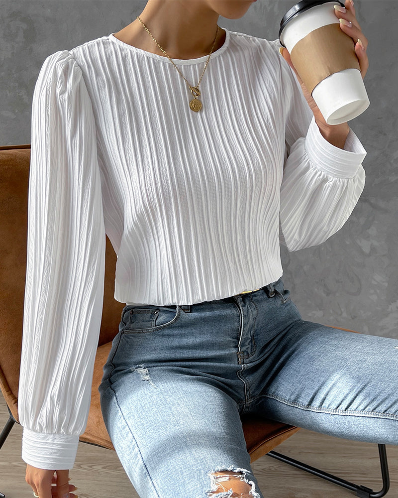 Lena | Elegant Round Neck Long Sleeve Top