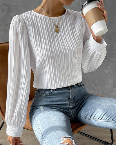 Lena | Elegant Round Neck Long Sleeve Top