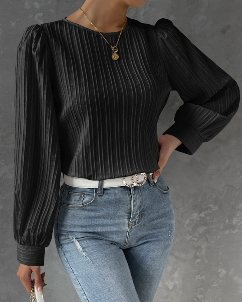 Lena | Elegant Round Neck Long Sleeve Top