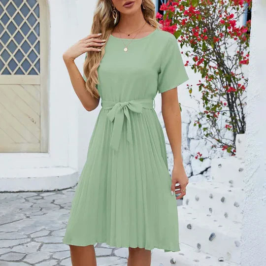 Emma | Mint Green Pleated Summer Dress for Women 1