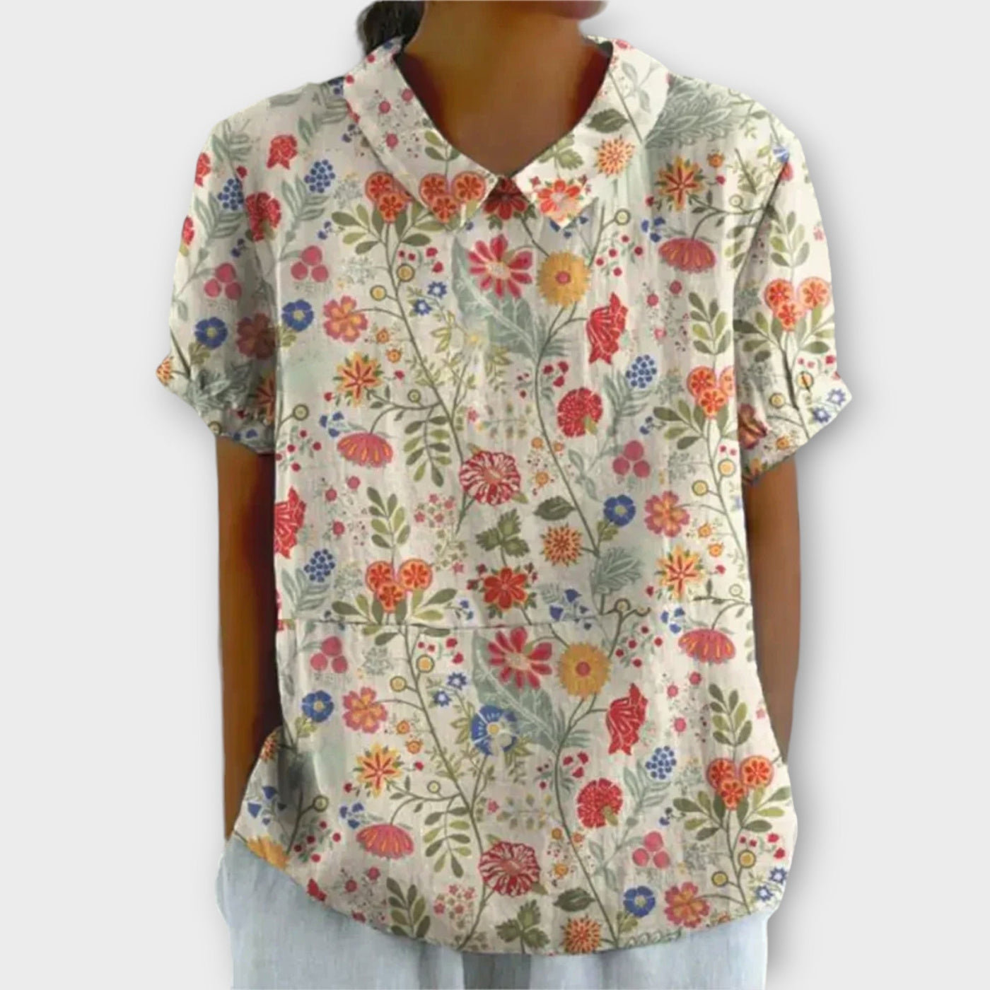 Michelle | Floral Elegance Summer Short Sleeve Blouse