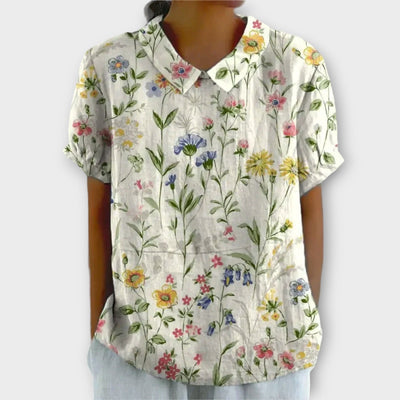 Michelle | Floral Elegance Summer Short Sleeve Blouse