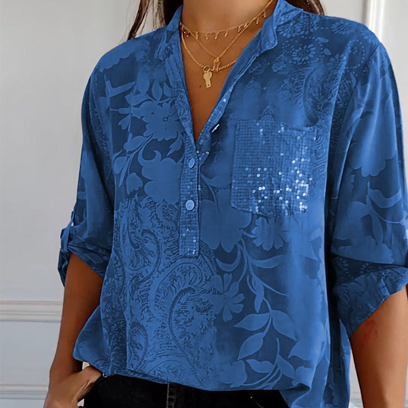 Daniela | Printed Long Sleeve Summer Blouse