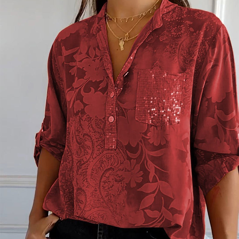 Daniela | Printed Long Sleeve Summer Blouse