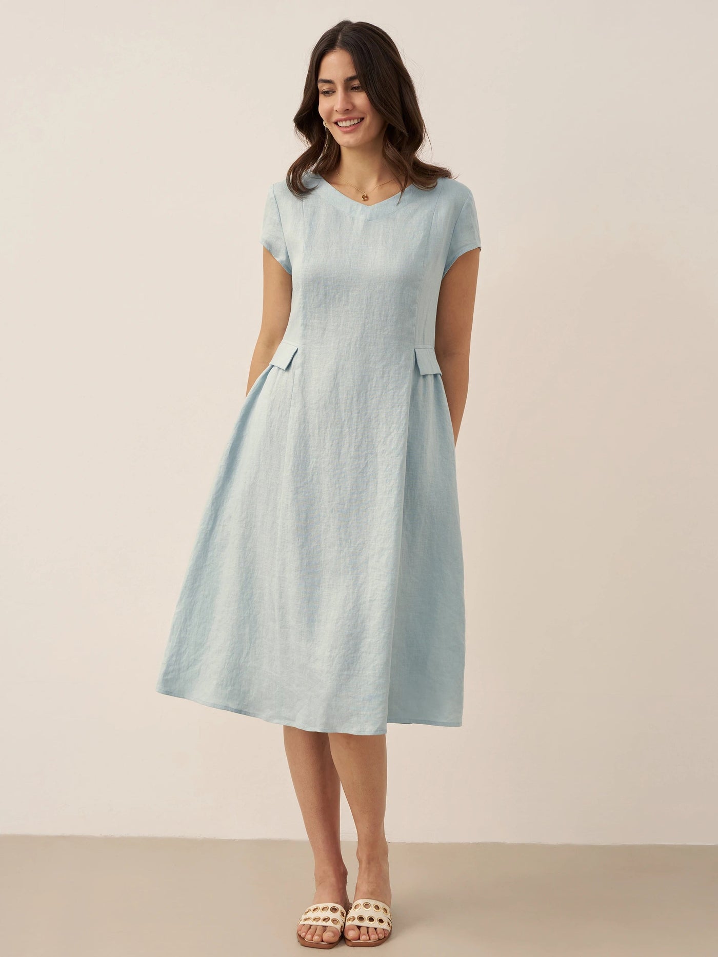 Greta | Midi Summer Dress With V-Neckline