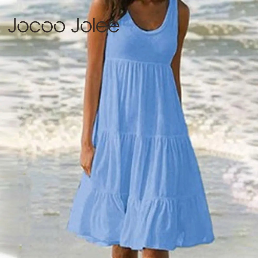 Jocoo | Women's Summer Mini Dress with Ruffles-5