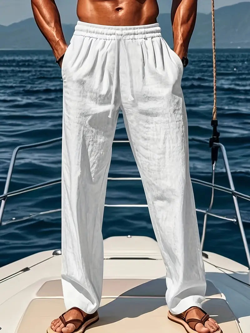 Luxe Linen | Men's Pants - Wide Cut, Breathable Fabric for Casual and Business Wear-1