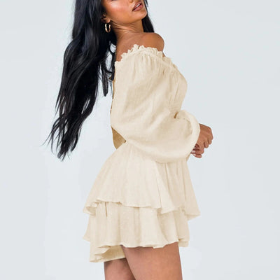 Jennifer | Ruffled Puff Sleeve Shoulder Dress
