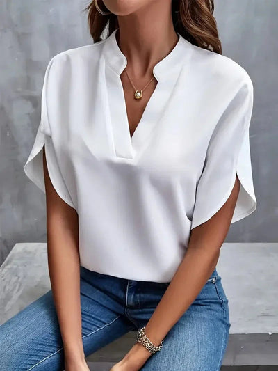 Sarah | Short Sleeve V Neck Blouse