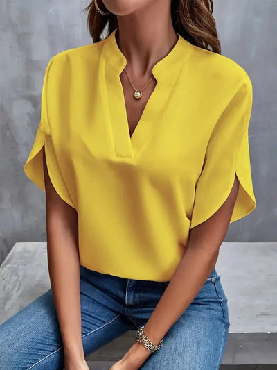 Sarah | Short Sleeve V Neck Blouse