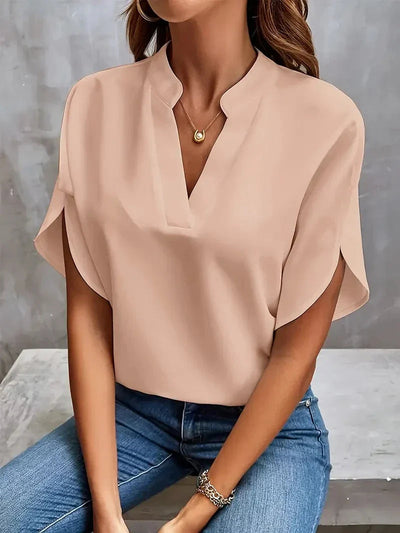 Sarah | Short Sleeve V Neck Blouse