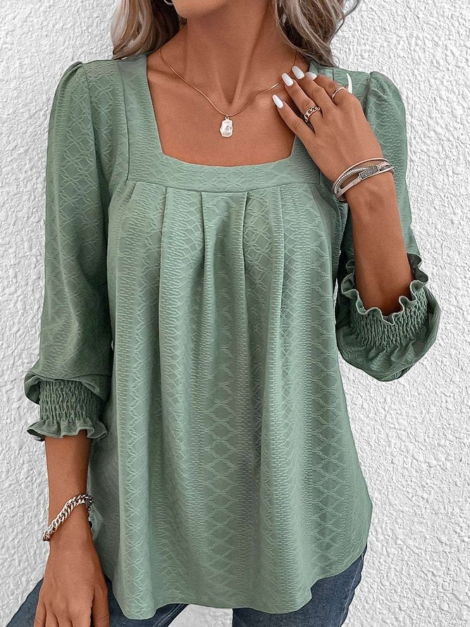 Nicole | Casual Cotton Angular Neck Blouse