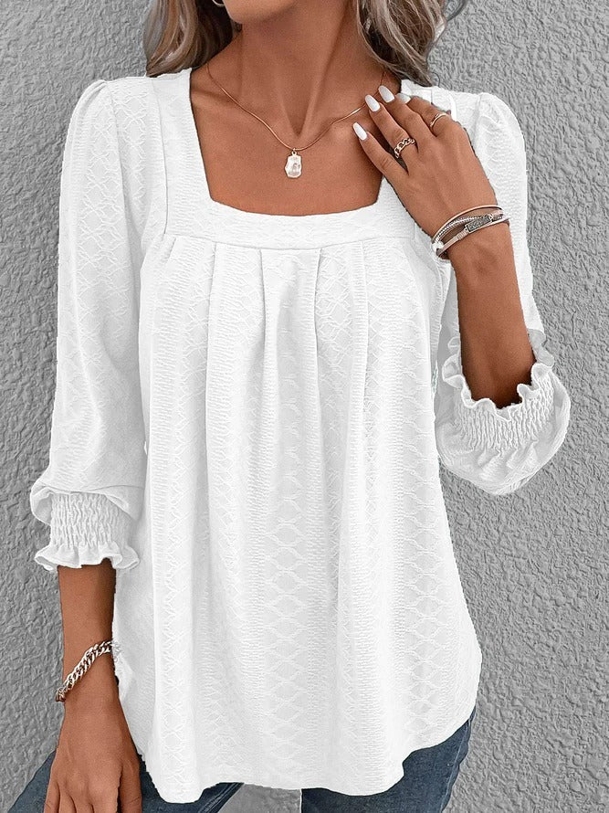 Nicole | Casual Cotton Angular Neck Blouse