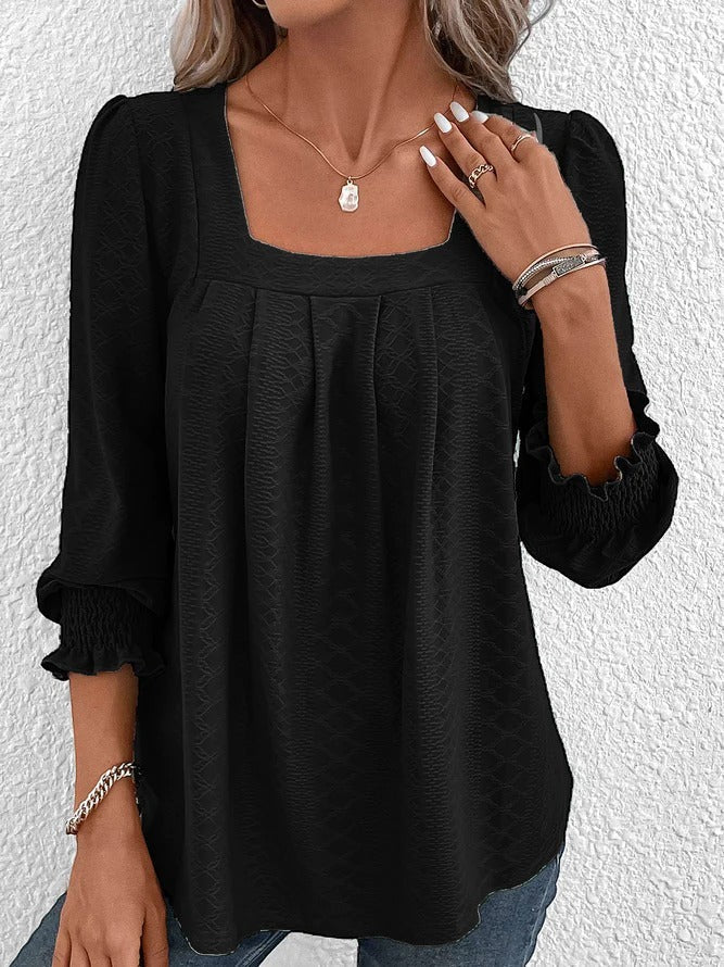 Nicole | Casual Cotton Angular Neck Blouse