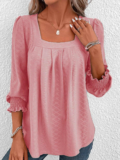 Nicole | Casual Cotton Angular Neck Blouse