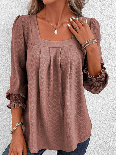 Nicole | Casual Cotton Angular Neck Blouse