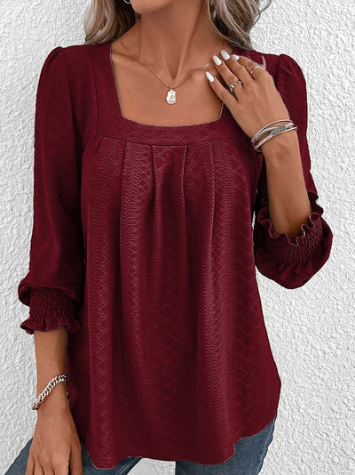 Nicole | Casual Cotton Angular Neck Blouse