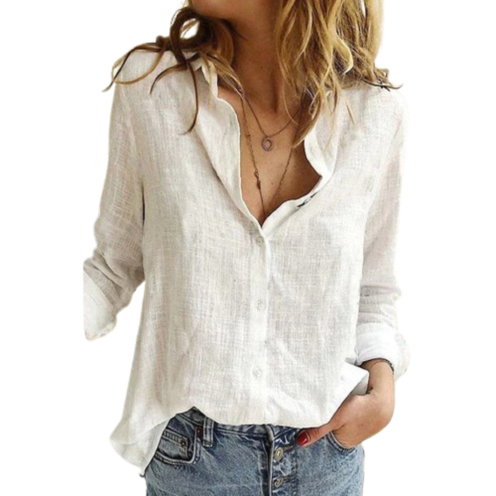 Laura | Elegant Embroidered V Neck Blouse