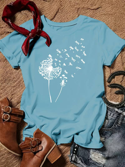 Vanessa | Casual Graphic Dandelion Print T shirt