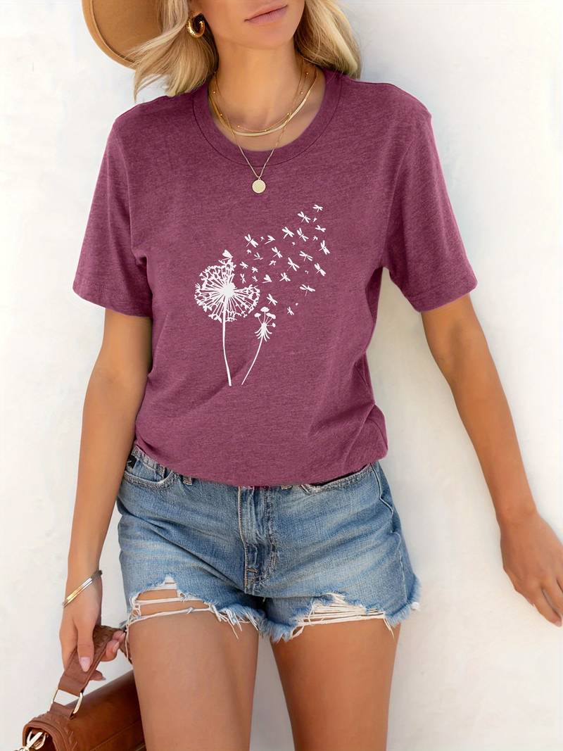 Vanessa | Casual Graphic Dandelion Print T shirt