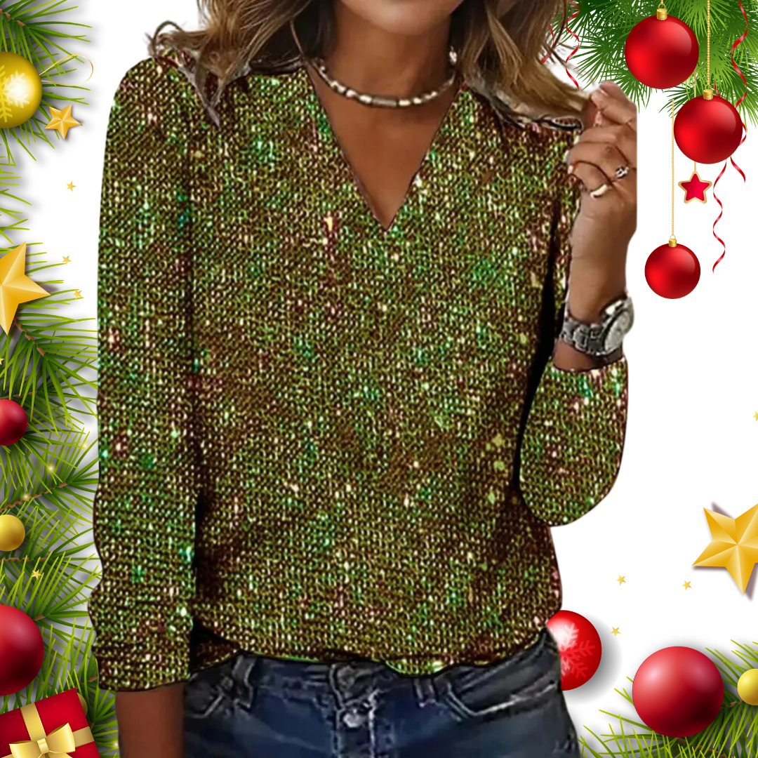 Vanessa | Stylish Glittery V Neck Top