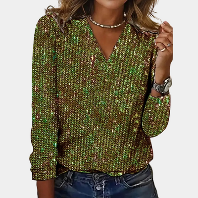 Vanessa | Stylish Glittery V Neck Top