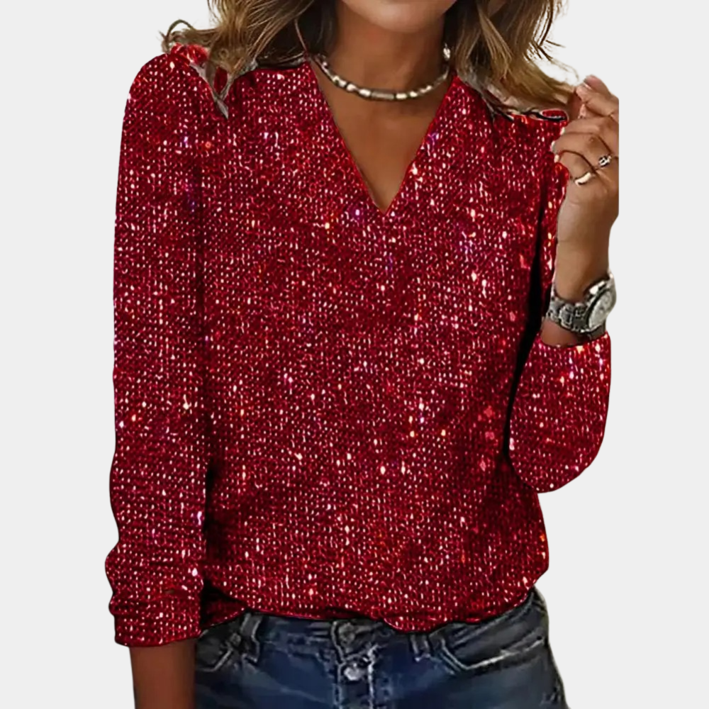 Vanessa | Stylish Glittery V Neck Top