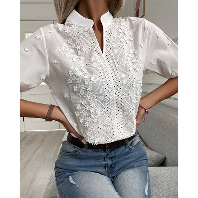 Christina | Elegant Floral Embroidered Blouse