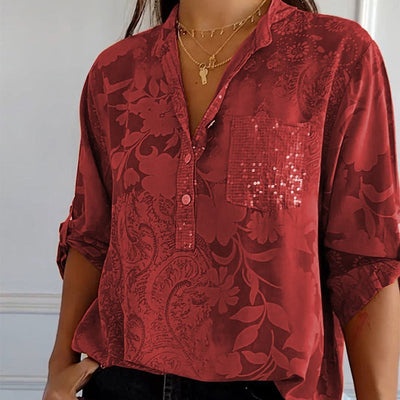Jessika | Elegant Half Buttoned Summer V Neck Top