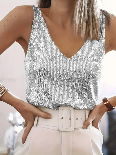 Michelle | Sequin V Neck Tank Top