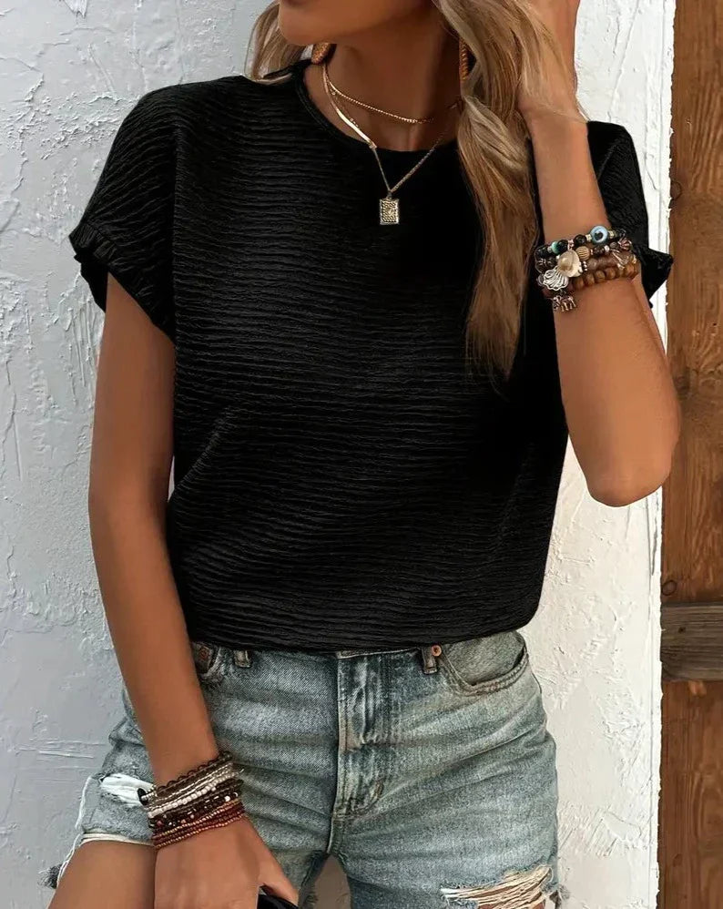 Karin | Ruffle Sleeve Textured Top