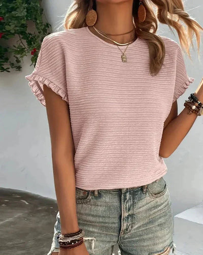 Karin | Ruffle Sleeve Textured Top