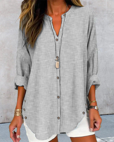 Kristin | Elegant V Neck Striped Blouse
