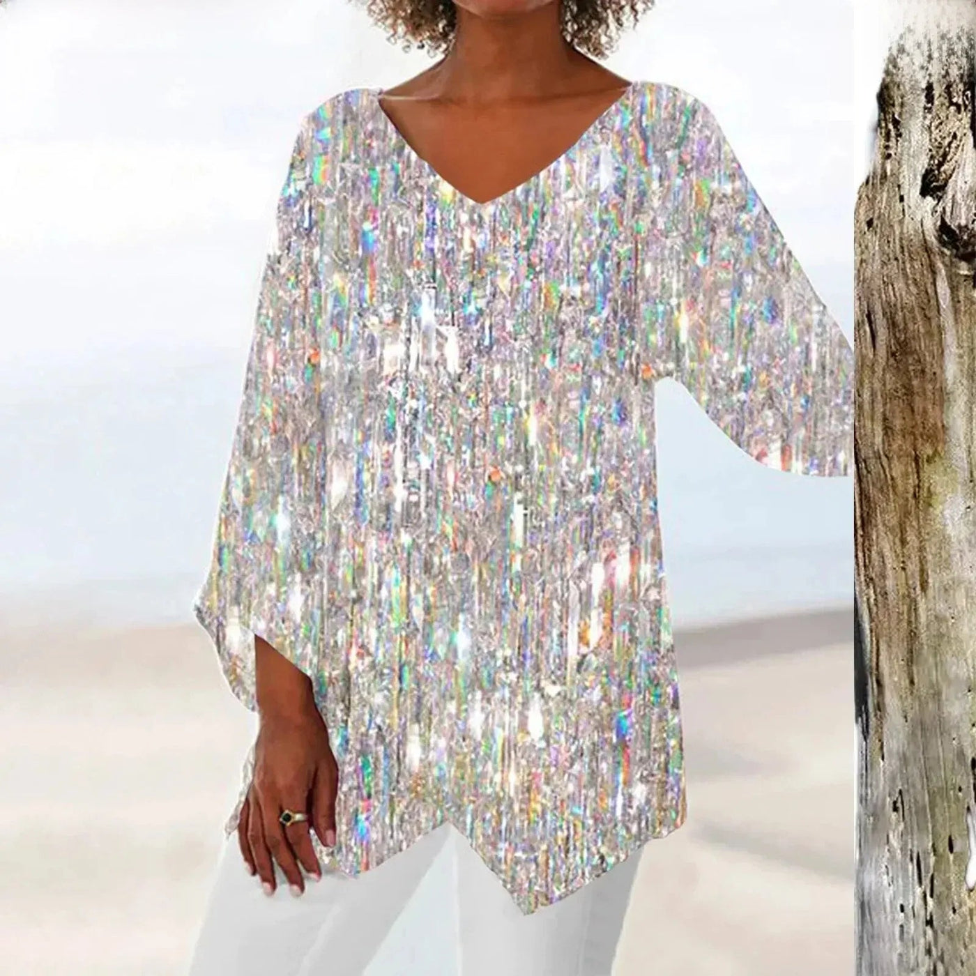 Maria | Vintage V  Neck Long Sleeves Top