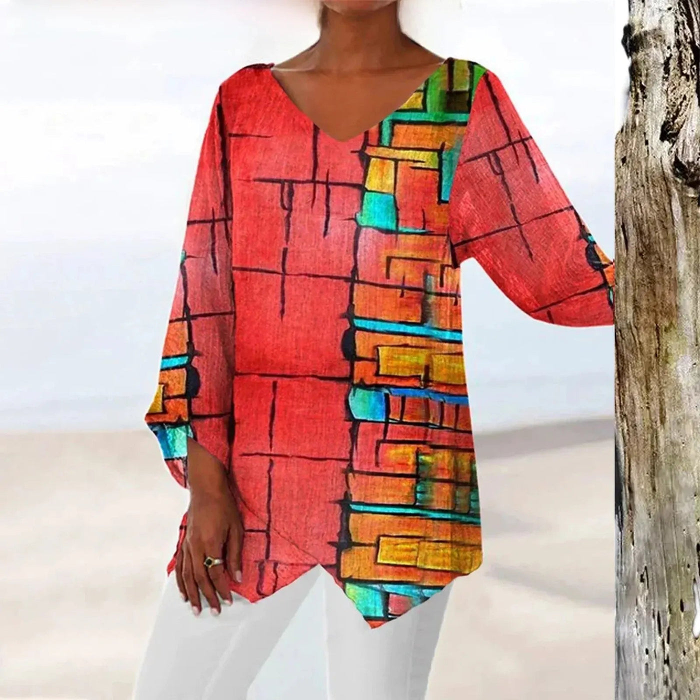 Maria | Vintage V  Neck Long Sleeves Top