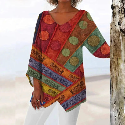 Maria | Vintage V  Neck Long Sleeves Top