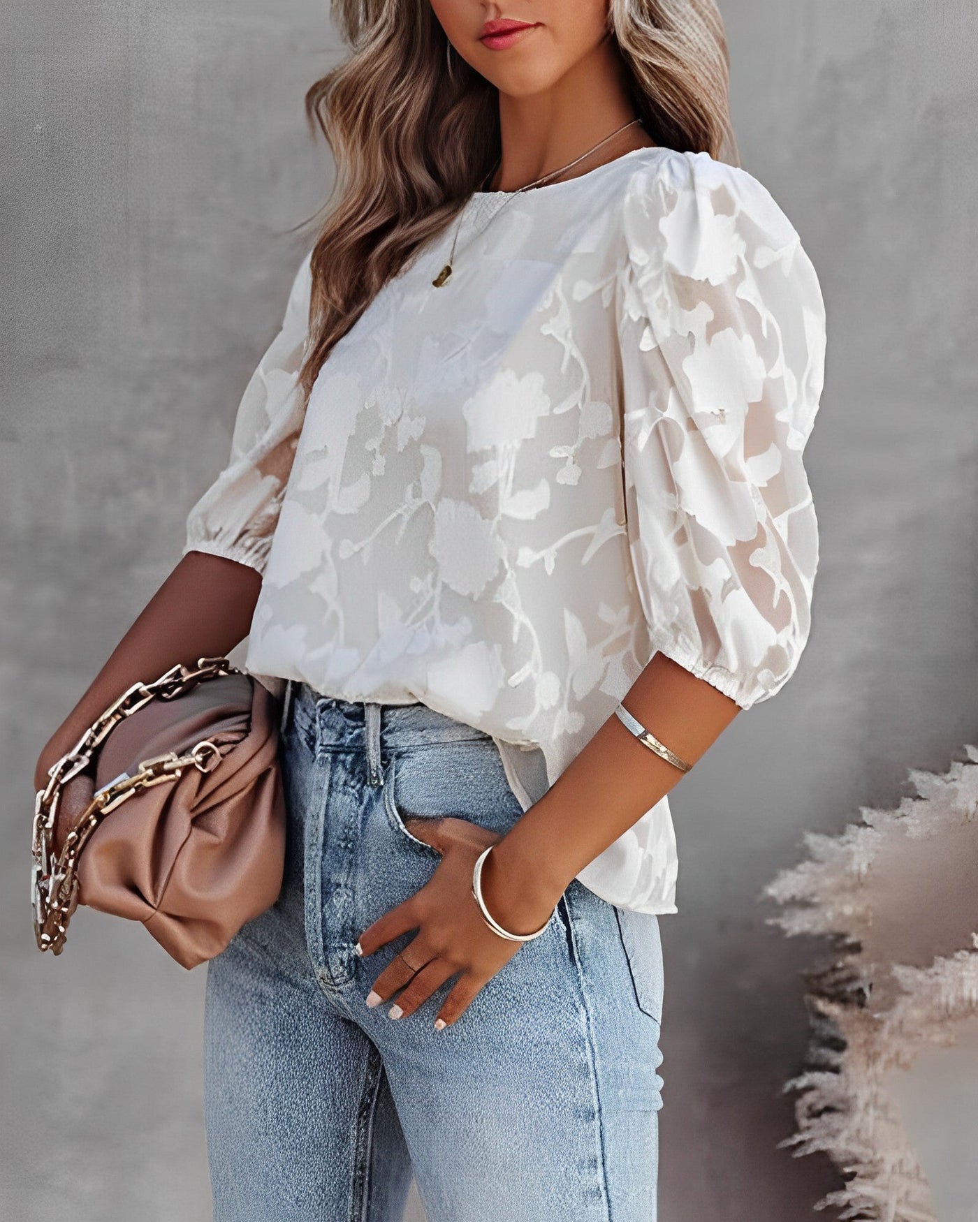 Manuela | Elegant Chiffon Puff Sleeve Blouse