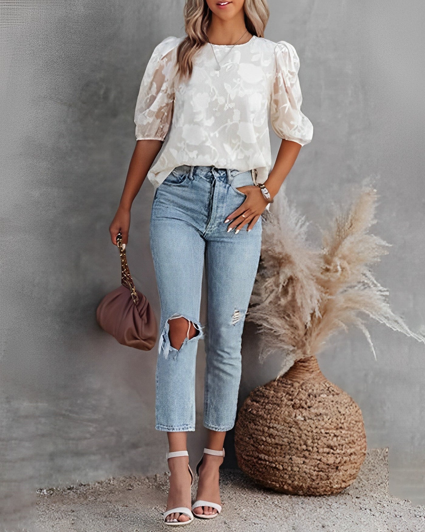 Manuela | Elegant Chiffon Puff Sleeve Blouse