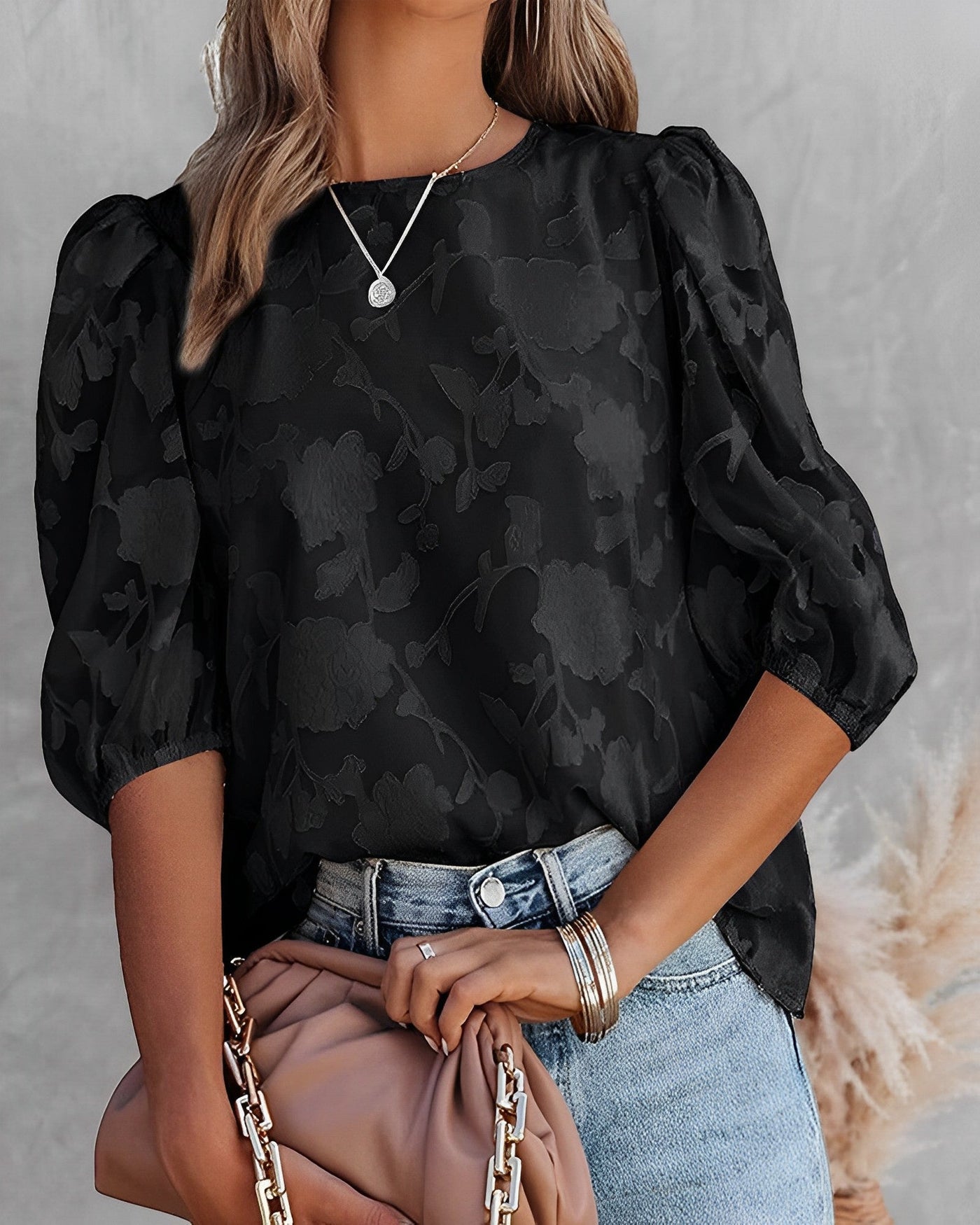 Manuela | Elegant Chiffon Puff Sleeve Blouse