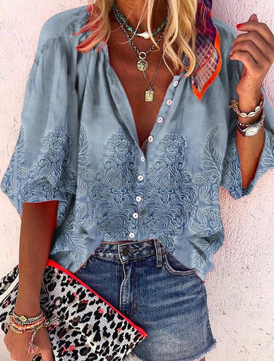 Vanessa | Trendy Boho Casual V Neck Blouse