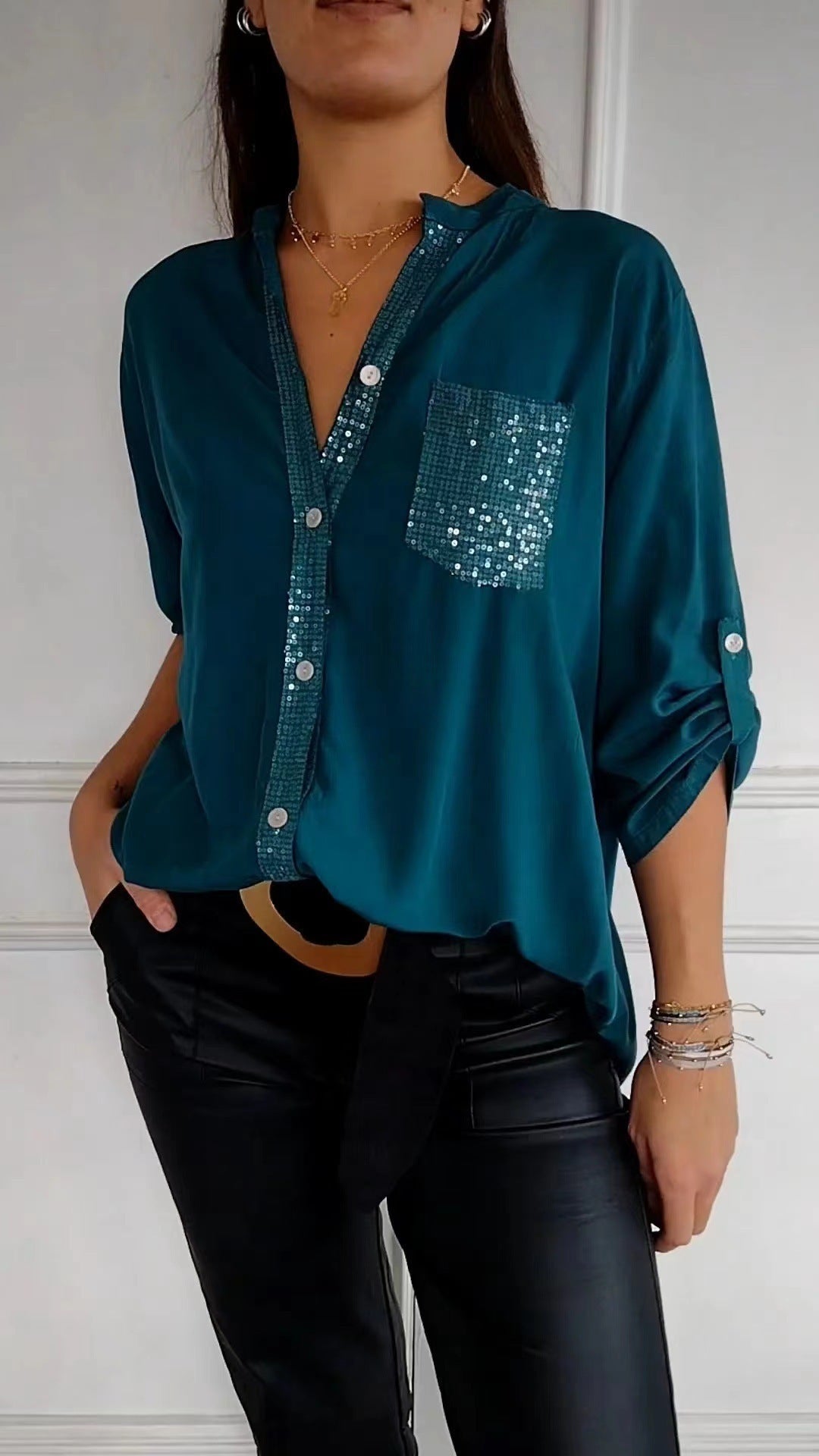 Kathrin | Womens Sequin Blouse