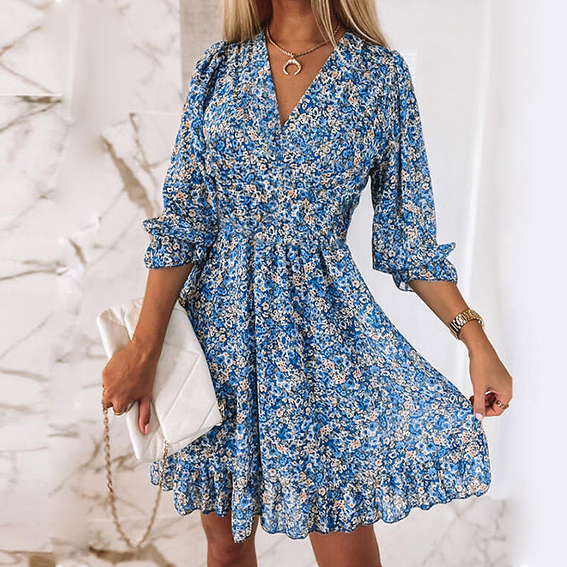 Variant image for Summer Dress - Floral Women's Dress with Puffy Sleeves-11