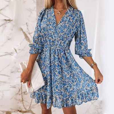 Variant image for Summer Dress - Floral Women's Dress with Puffy Sleeves-11