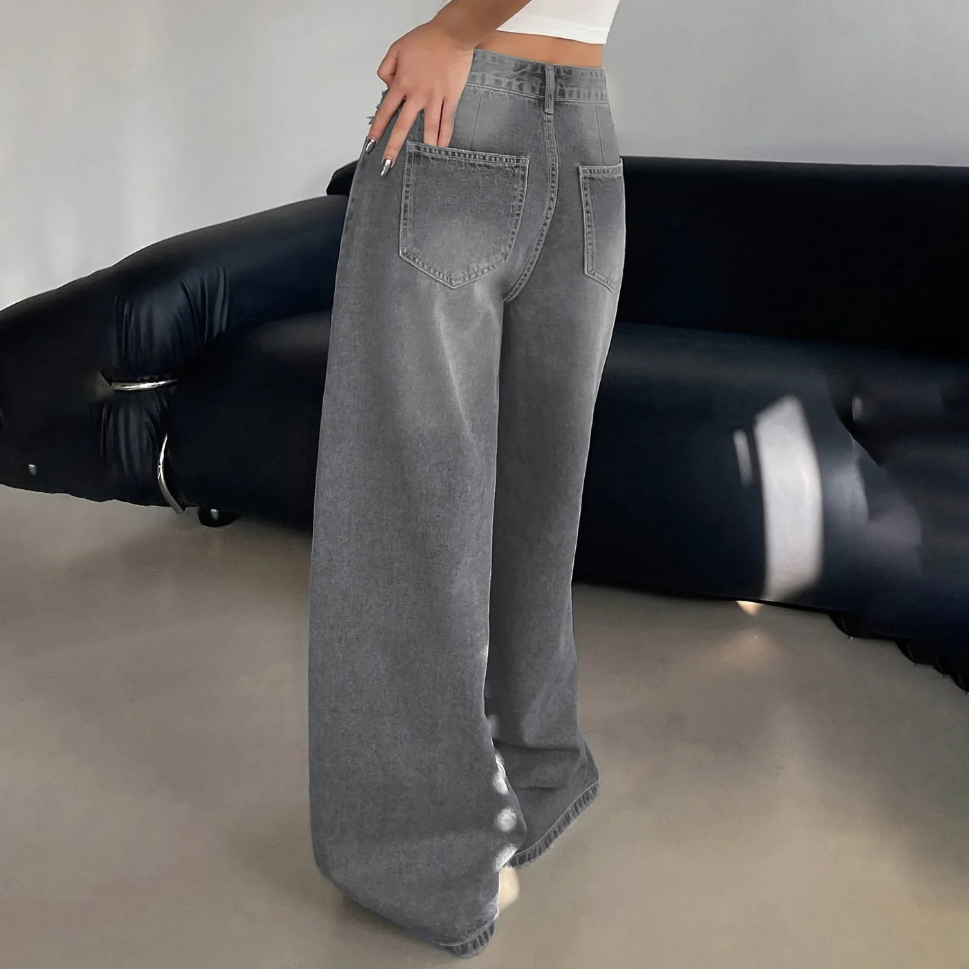 Jessika | Wide baggy jeans with mid rise