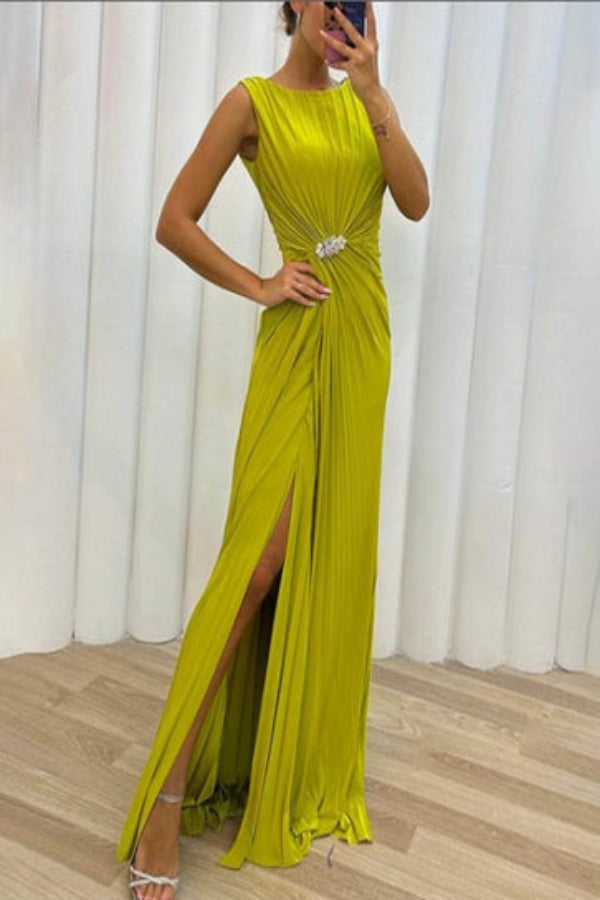 Johanna | Long sleeveless dress with wrinkles