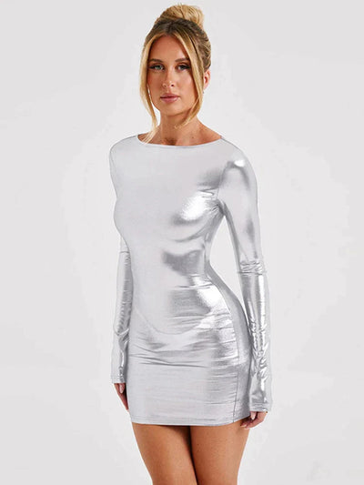 Juliane | Metallic Glam Bodycon Party Mini Dress