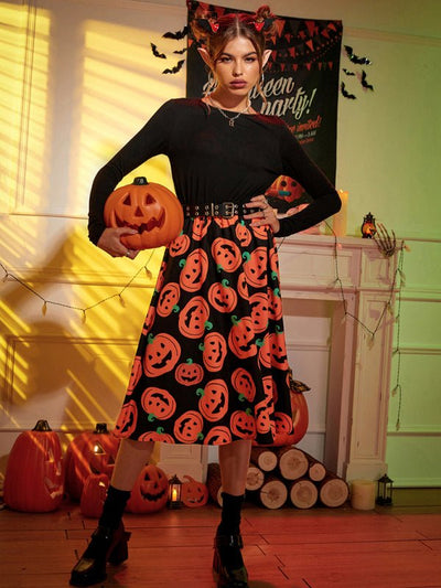Karolin | Halloween midi dress with pumpkin pressure